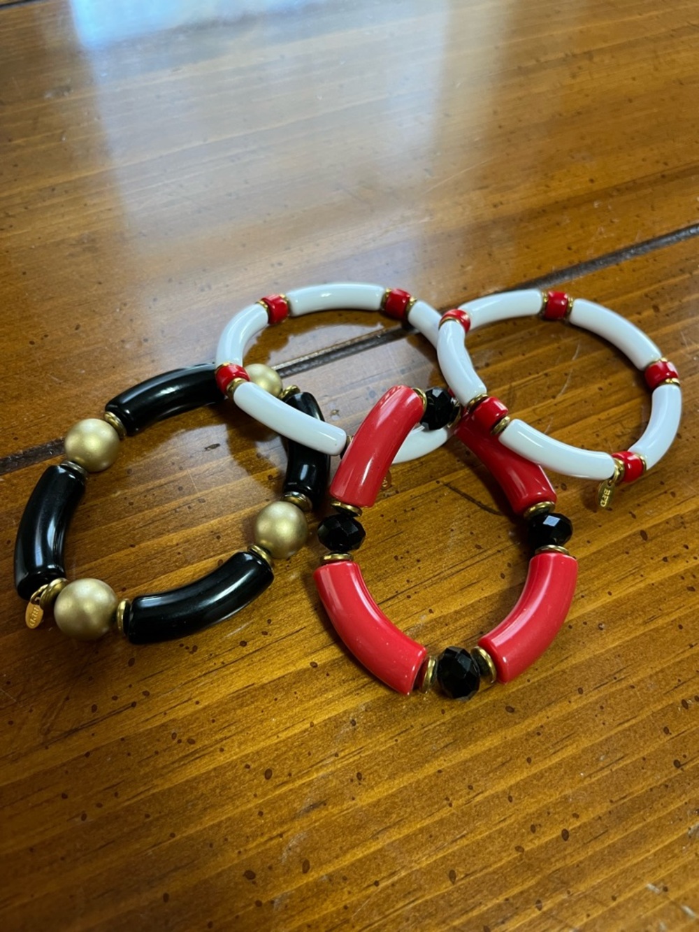 Betsy Pittard Designs Game Day Acrylic Tube Stretch Bracelet Stack Set 4 EUC
